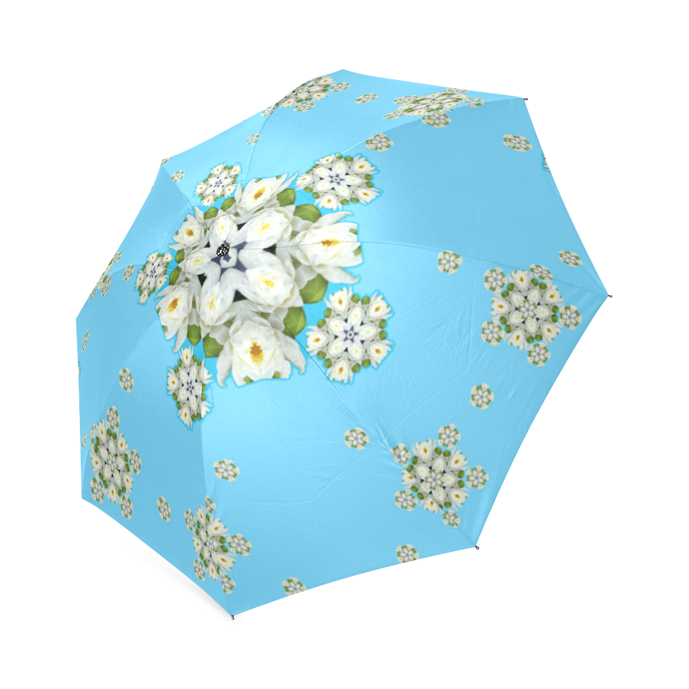 waterlily snowflake pattern umbrella Foldable Umbrella (Model U01)