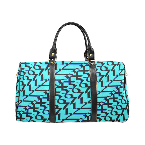 NUMBERS Collection 1234567 Teal/Black New Waterproof Travel Bag/Large (Model 1639)