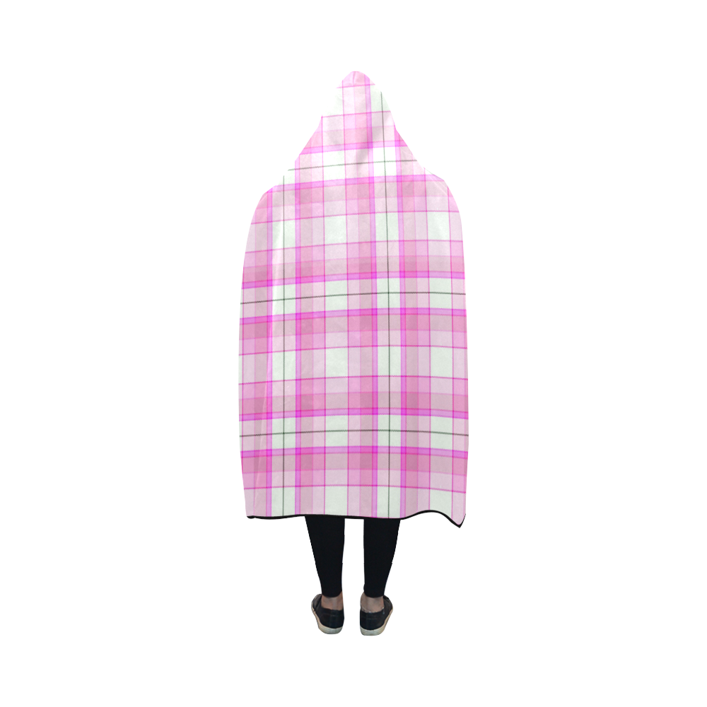 Pink Plaid Hooded Blanket 50''x40''