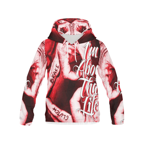 Life Red All Over All Over Print Hoodie for Men (USA Size) (Model H13)