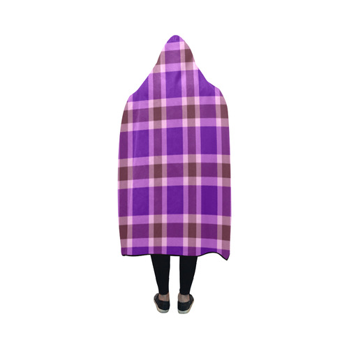 Purple Burgundy White Plaid Hooded Blanket 50''x40''