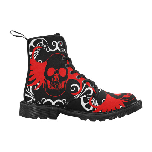 red black skull white abstract Martin Boots for Women (Black) (Model 1203H)