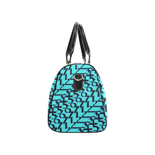 NUMBERS Collection 1234567 Teal/Black New Waterproof Travel Bag/Large (Model 1639)