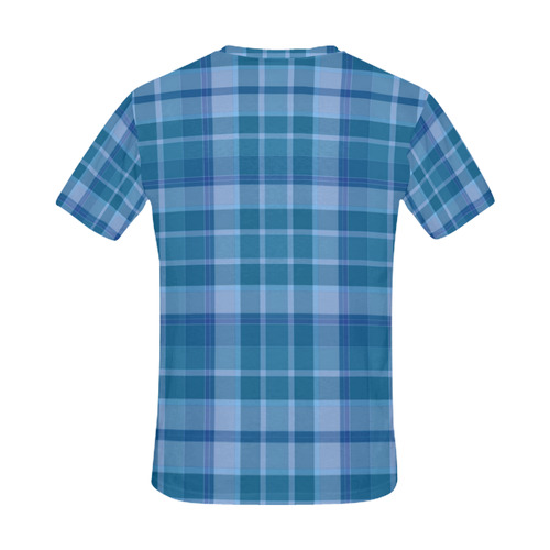 Shades of Blue Plaid All Over Print T-Shirt for Men (USA Size) (Model T40)