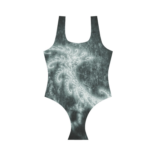 White Spiral Fractal Vest One Piece Swimsuit (Model S04)