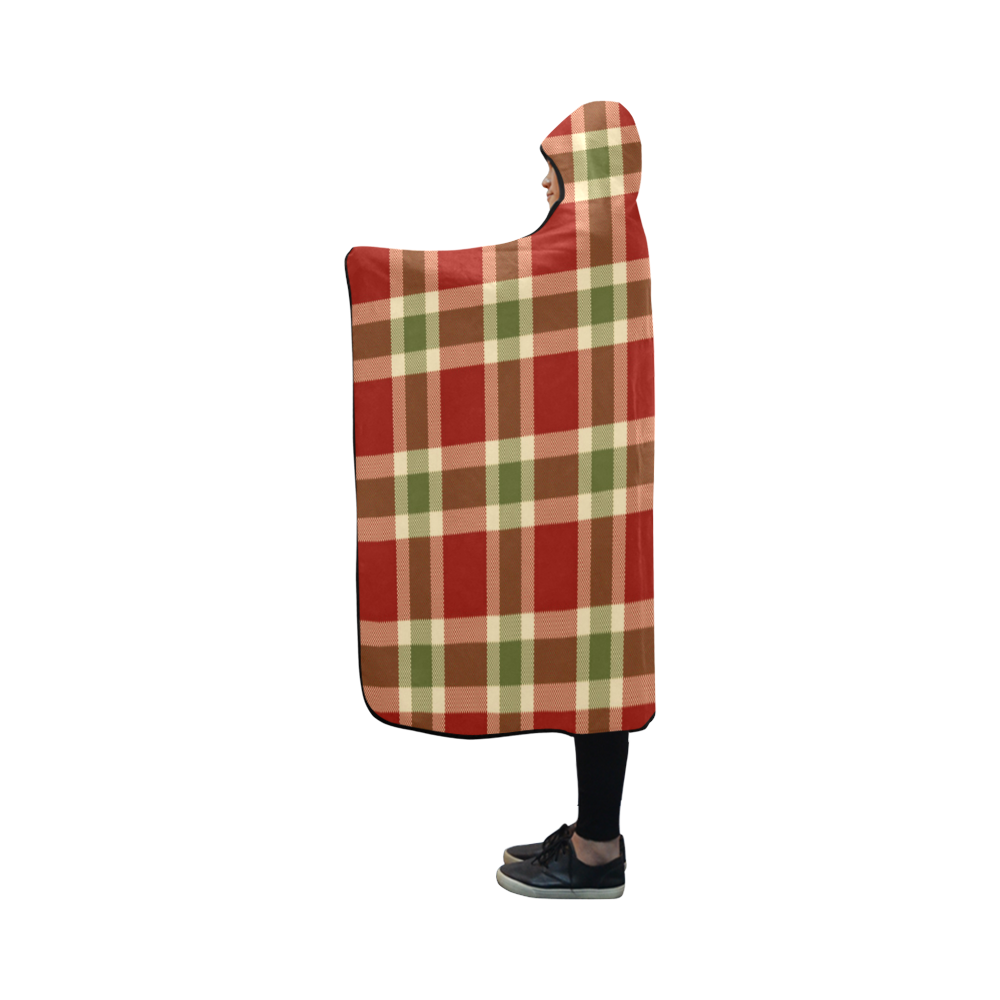 Red And Green Plaid Hooded Blanket 50''x40''