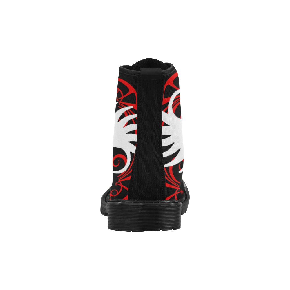 white red skull abstract 2 Martin Boots for Women (Black) (Model 1203H)