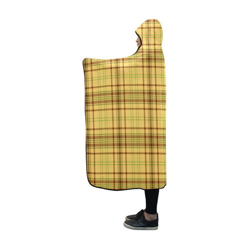 Yellow Brown Plaid Hooded Blanket 60''x50''