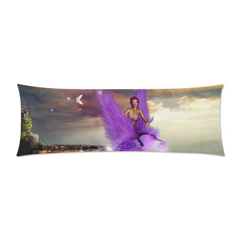 Wonderful fairy with bird Custom Zippered Pillow Case 21"x60"(Two Sides)