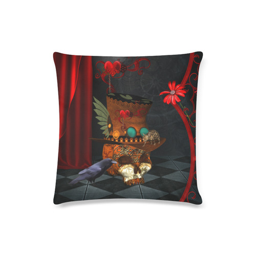 Steampunk skull with rat and hat Custom Zippered Pillow Case 16"x16"(Twin Sides)