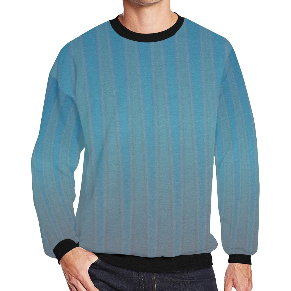 Mens Sweatshirt Crewneck Fleece Oversized Blue Purple Striped Pattern Men's Oversized Fleece Crew Sweatshirt (Model H18)