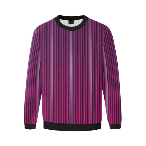 Mens Sweatshirt Crewneck Fleece Oversized Purple Striped Pattern Men's Oversized Fleece Crew Sweatshirt (Model H18)