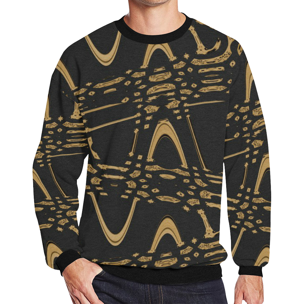 Mens Sweatshirt Crewneck Fleece Oversized Black Leopard Zig Zag Pattern Men's Oversized Fleece Crew Sweatshirt (Model H18)