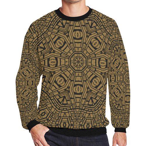 Mens Sweatshirt Crewneck Fleece Oversized Leopard Black Mandala Pattern Men's Oversized Fleece Crew Sweatshirt (Model H18)