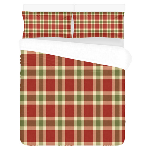 Red And Green Plaid 3-Piece Bedding Set