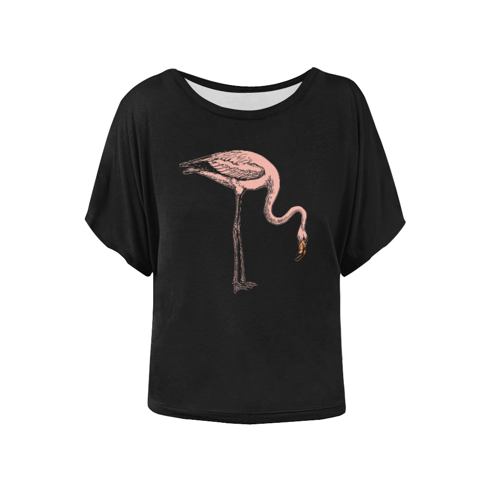 Flamingo Art Women's Batwing-Sleeved Blouse T shirt (Model T44)
