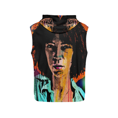 Patti Smith (Large) All Over Print Sleeveless Hoodie for Women (Model H15)