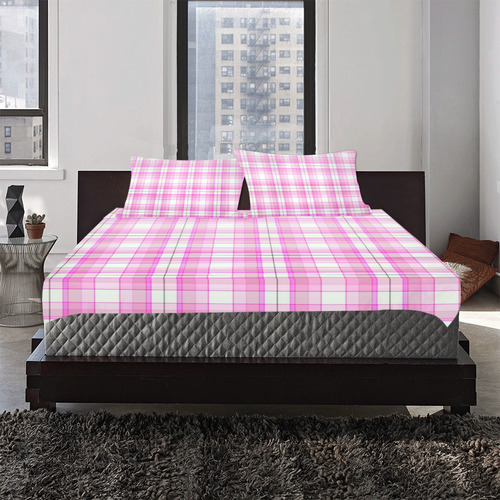Pink Plaid 3-Piece Bedding Set