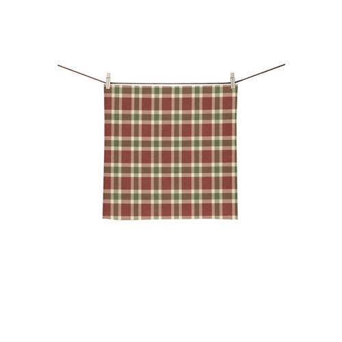 Dark Red Green Plaid Square Towel 13“x13”