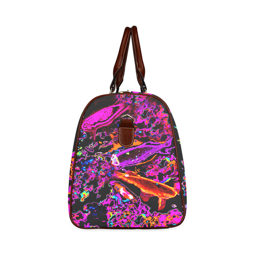 Neon Koi (Pink) Waterproof Travel Bag/Small (Model 1639)