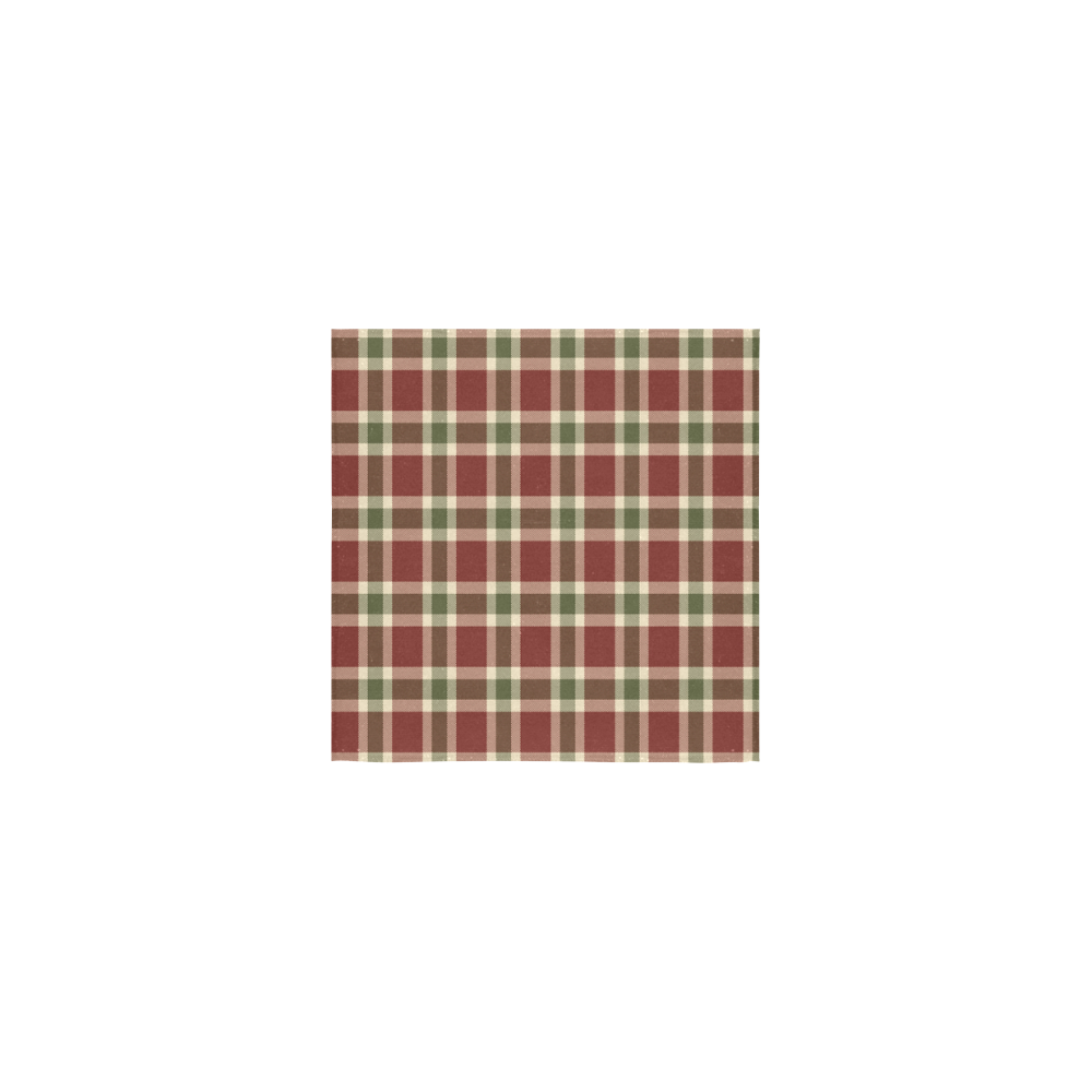 Dark Red Green Plaid Square Towel 13“x13”