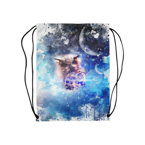 Watercolor, owl in the unoverse Medium Drawstring Bag Model 1604 (Twin Sides) 13.8"(W) * 18.1"(H)