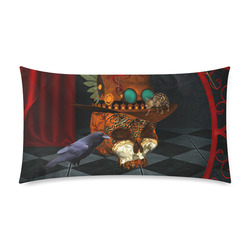 Steampunk skull with rat and hat Rectangle Pillow Case 20"x36"(Twin Sides)