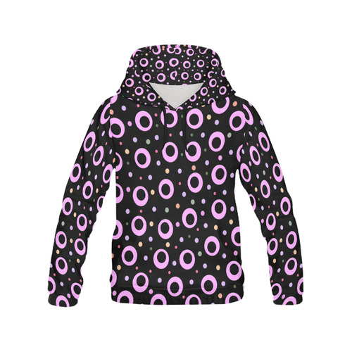 PINK POINTS ON BLACK 4 WOMEN All Over Print Hoodie for Women (USA Size) (Model H13)
