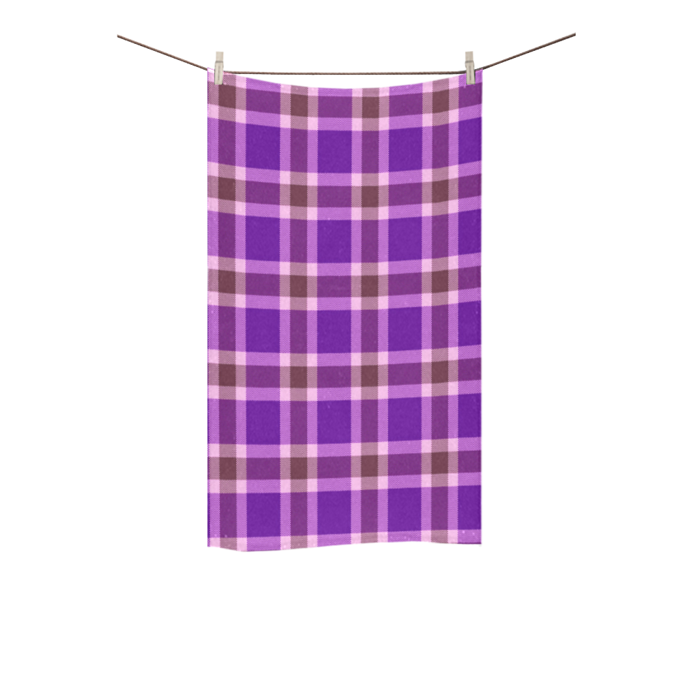 Purple Burgundy White Plaid Custom Towel 16"x28"