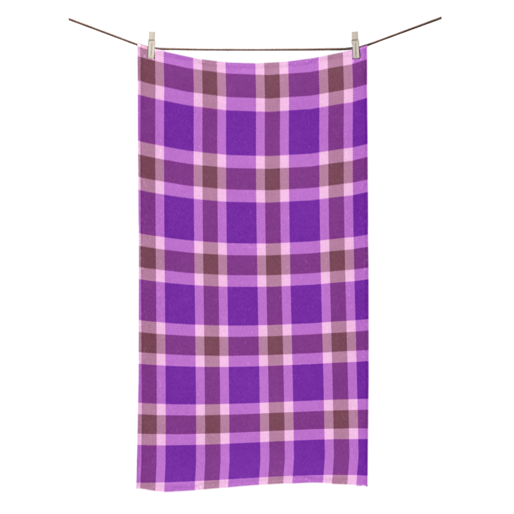 Purple Burgundy White Plaid Bath Towel 30"x56"