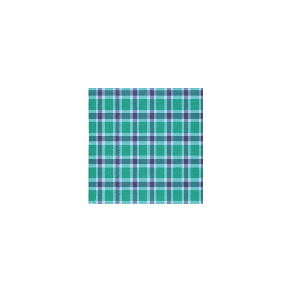 Green Blue White Plaid Square Towel 13“x13”