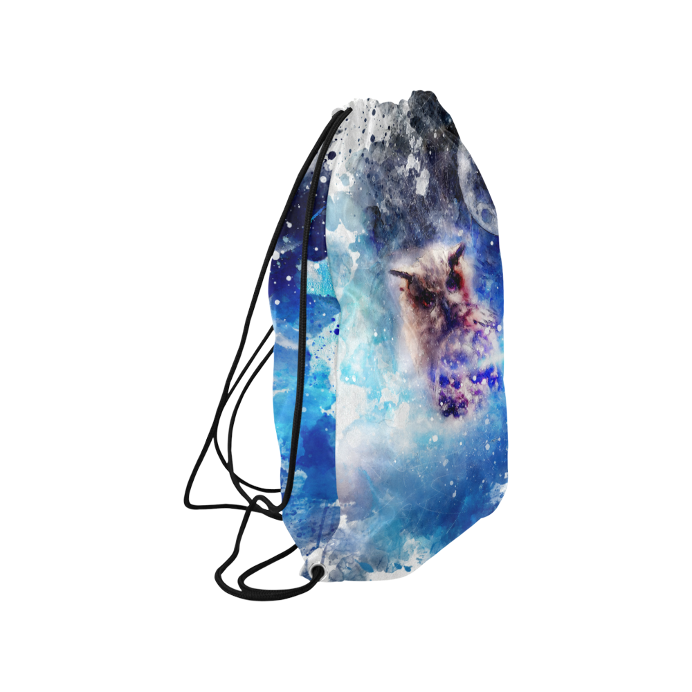 Watercolor, owl in the unoverse Medium Drawstring Bag Model 1604 (Twin Sides) 13.8"(W) * 18.1"(H)