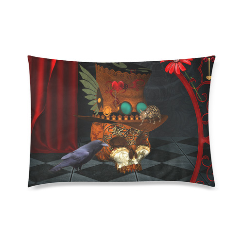 Steampunk skull with rat and hat Custom Zippered Pillow Case 20"x30" (one side)