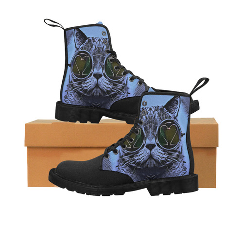 CAT KITTEN BLUE II 4 WOMEN Martin Boots for Women (Black) (Model 1203H)