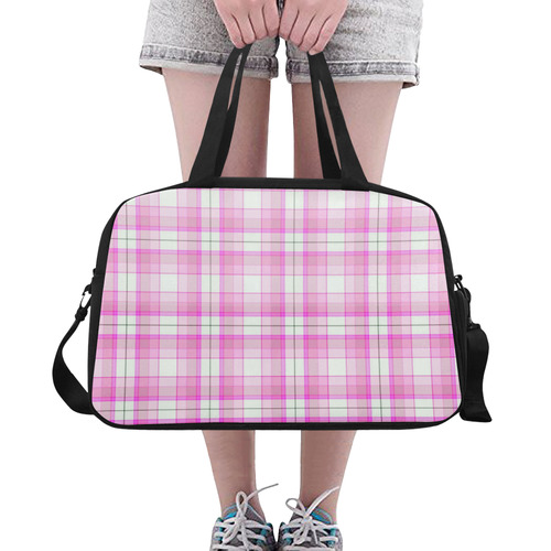 Pink Plaid Fitness Handbag (Model 1671)