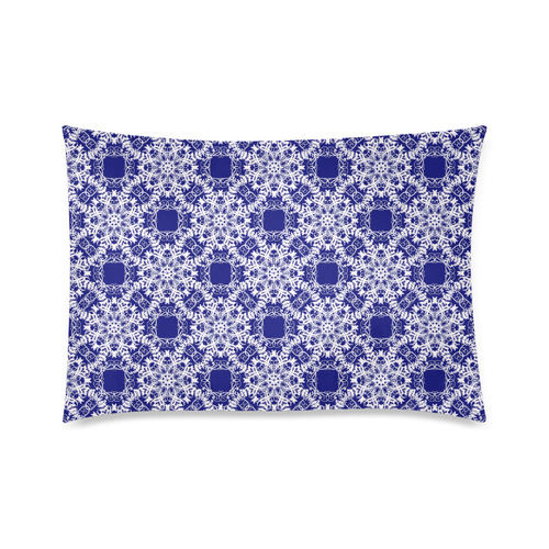 baroque style blue pattern Custom Zippered Pillow Case 20"x30"(Twin Sides)