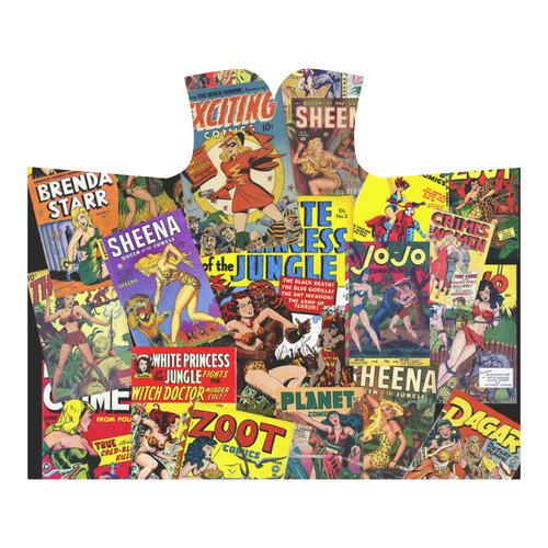 Vintage Comic Collage Hooded Blanket 60''x50''