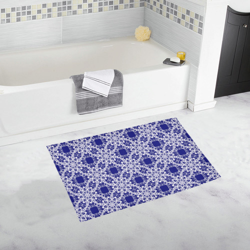 baroque style blue pattern Bath Rug 20''x 32''