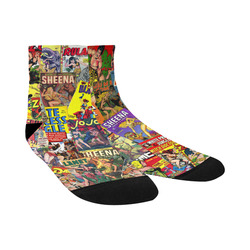 Vintage Comic Collage Quarter Socks