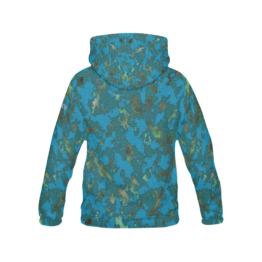 CAMOUFLAGE BLUE LUXURY 4 WOMEN All Over Print Hoodie for Women (USA Size) (Model H13)
