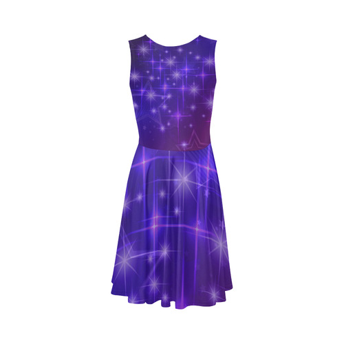 Purple Abstract Star Skater Dress Sleeveless Ice Skater Dress (D19)