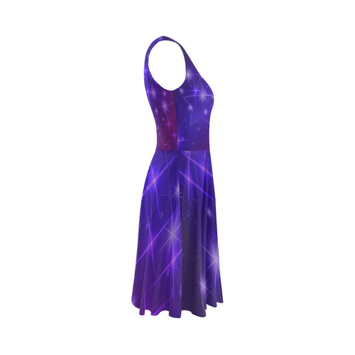 Purple Abstract Star Skater Dress Sleeveless Ice Skater Dress (D19)