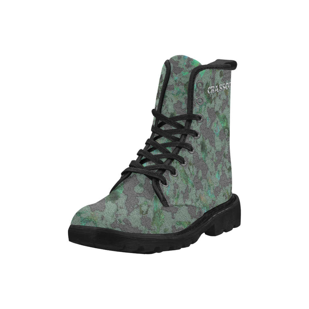 CAMOUFLAGE GREEN 4 WOMEN Martin Boots for Women (Black) (Model 1203H)