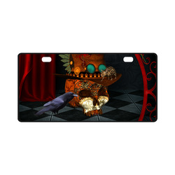 Steampunk skull with rat and hat License Plate