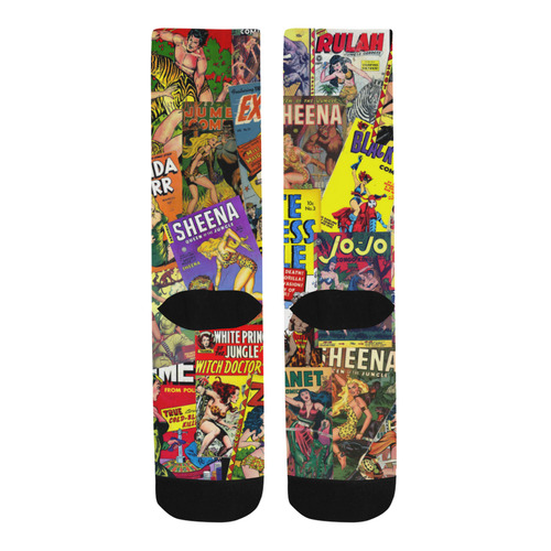 Vintage Comic Collage Trouser Socks