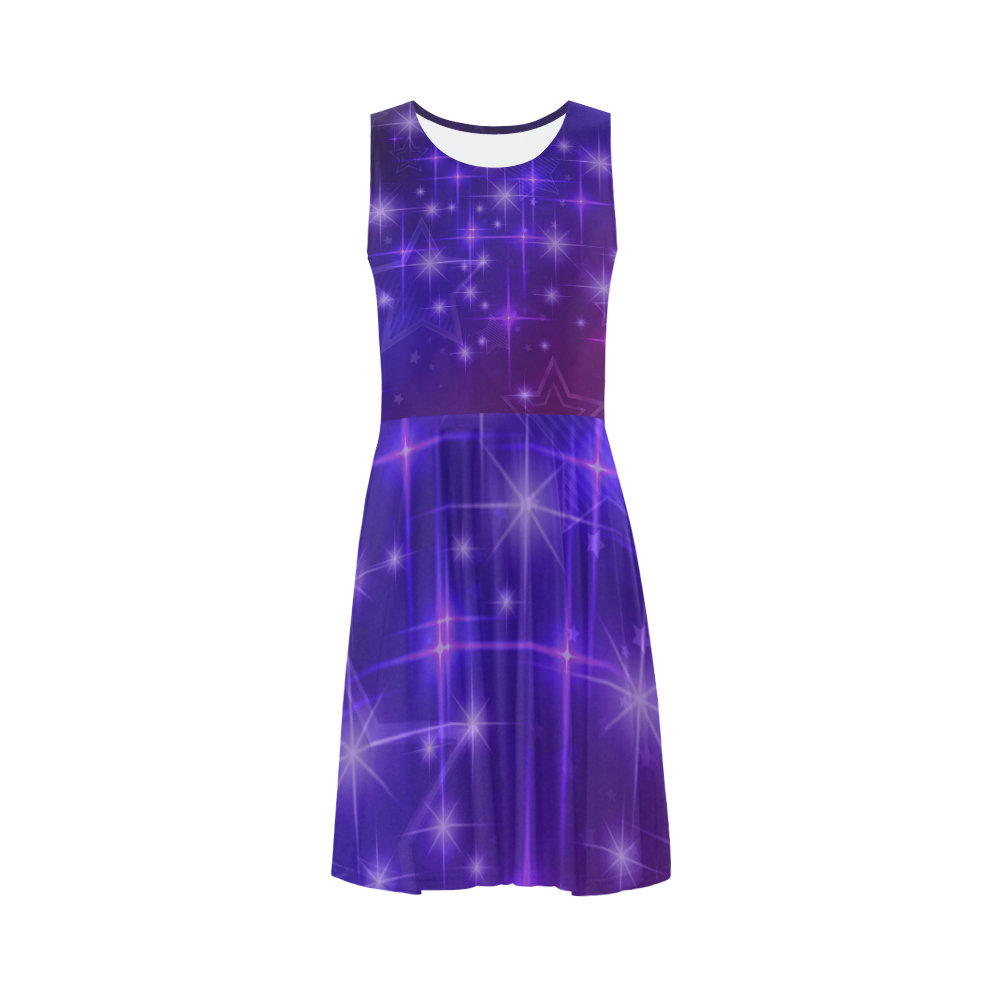 Purple Abstract Star Skater Dress Sleeveless Ice Skater Dress (D19)