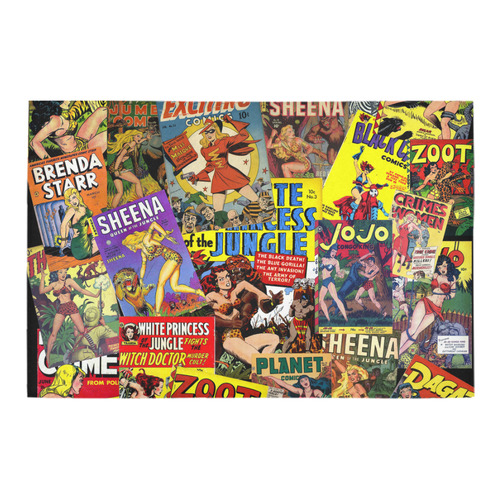 Vintage Comic Collage Azalea Doormat 24" x 16" (Sponge Material)