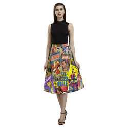 Vintage Comic Collage Aoede Crepe Skirt (Model D16)