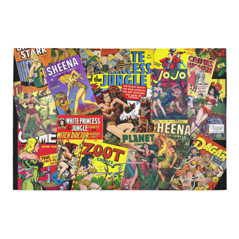 Vintage Comic Collage Azalea Doormat 24" x 16" (Sponge Material)