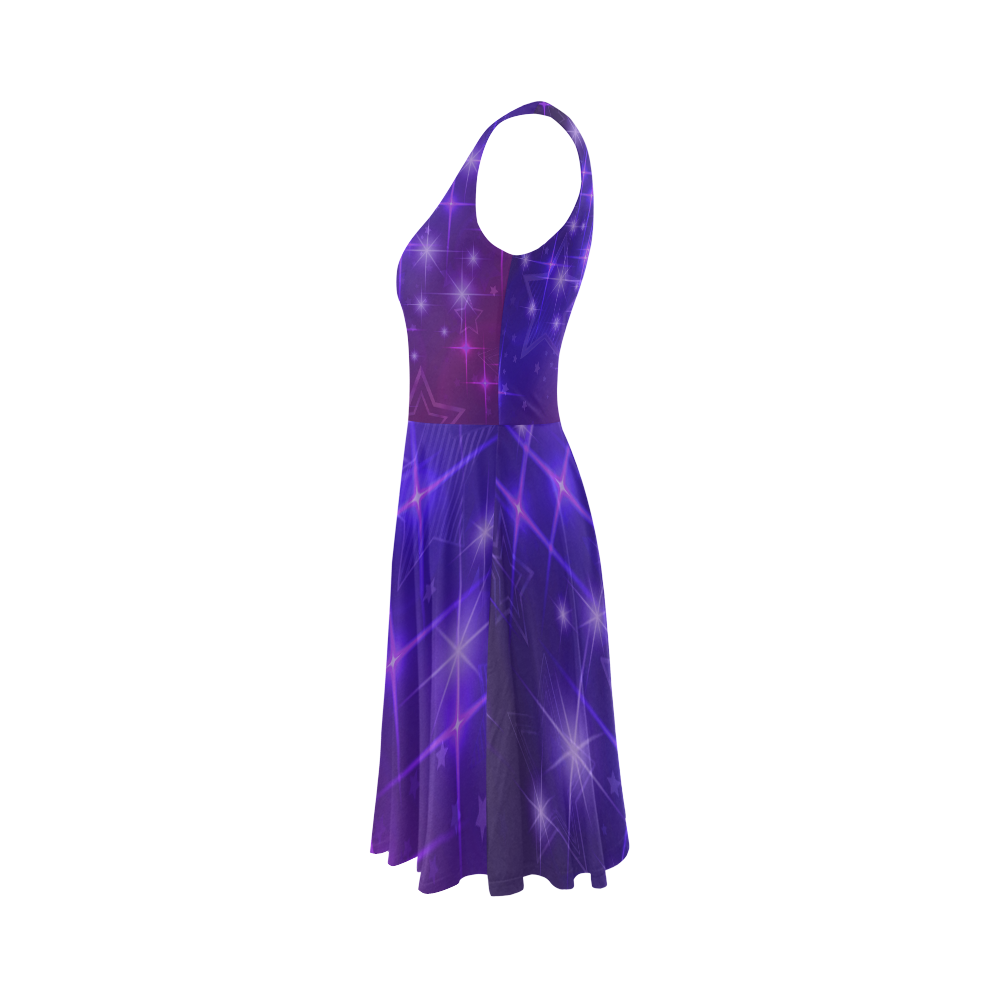 Purple Abstract Star Skater Dress Sleeveless Ice Skater Dress (D19)